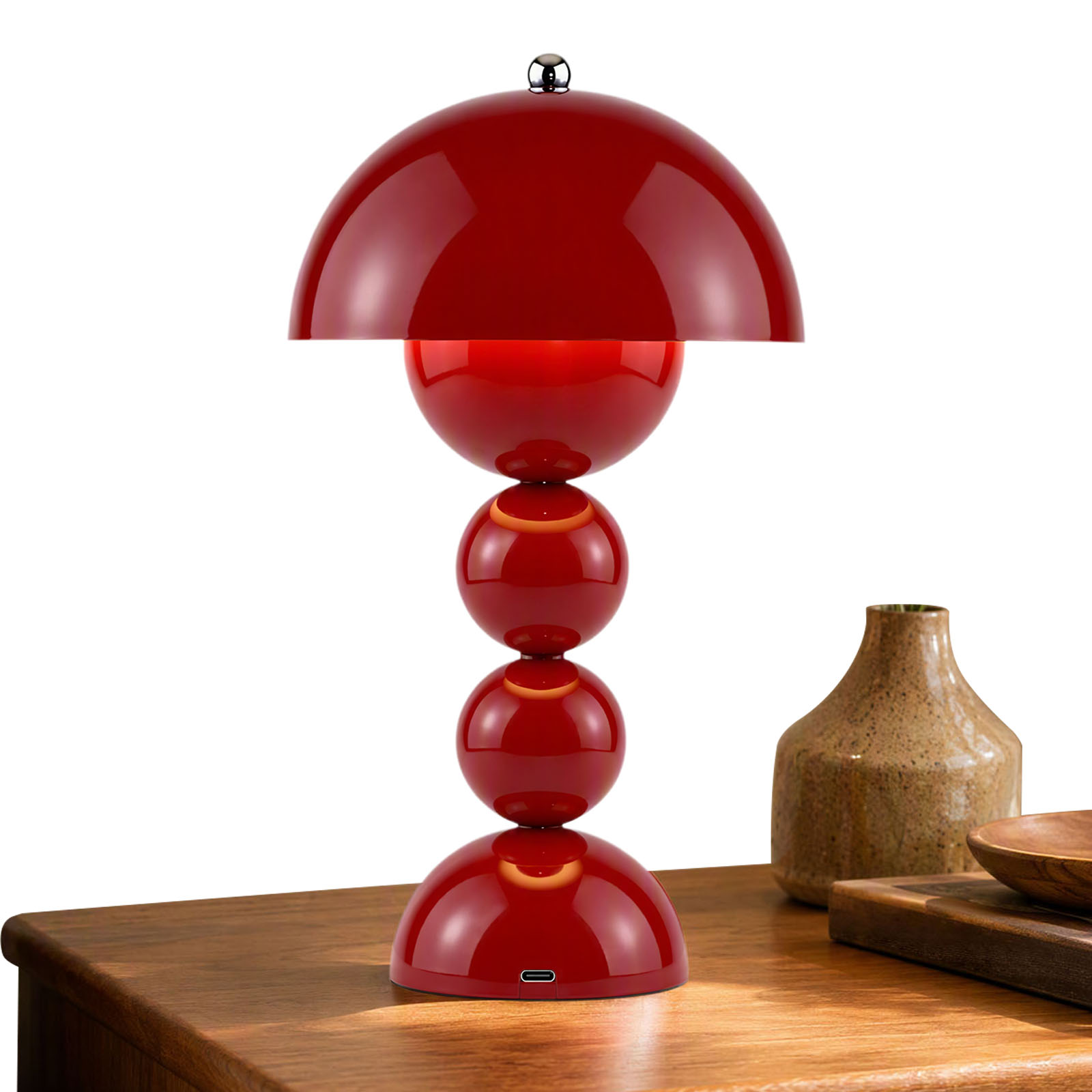 Light Switch - Pilz-Blütenknospen-Tischlampe, USB-Ladefunktion, LED-Schreibtischleuchte, 3 Farbmodi, warmweiß,