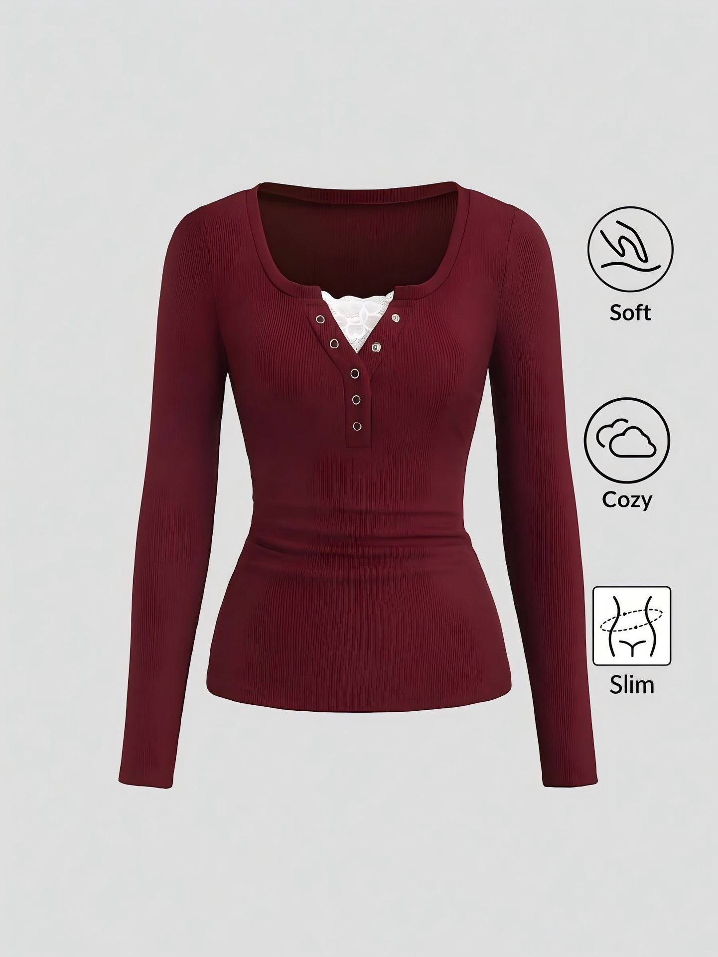 Damen Henley-T-Shirt mit V-Aus – Wallpaper Bewertung und Preis
