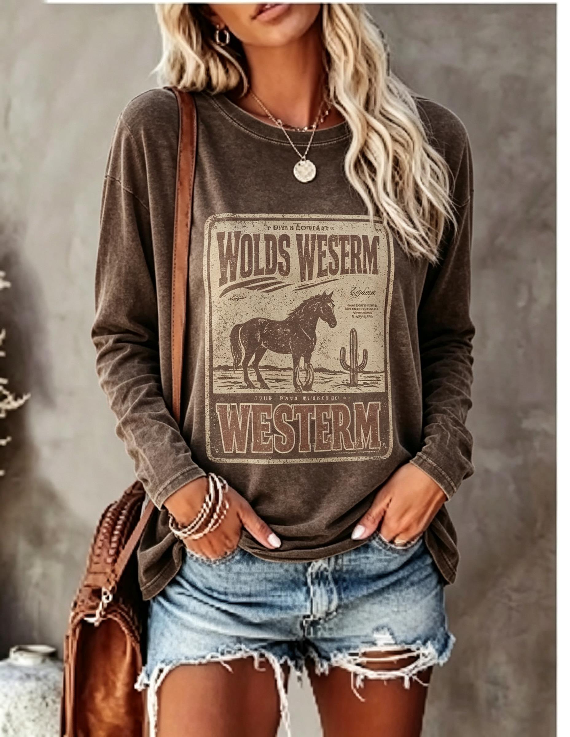 Damen-Langarm-T-Shirt, Vintage – Wallpaper Bewertung und Preis