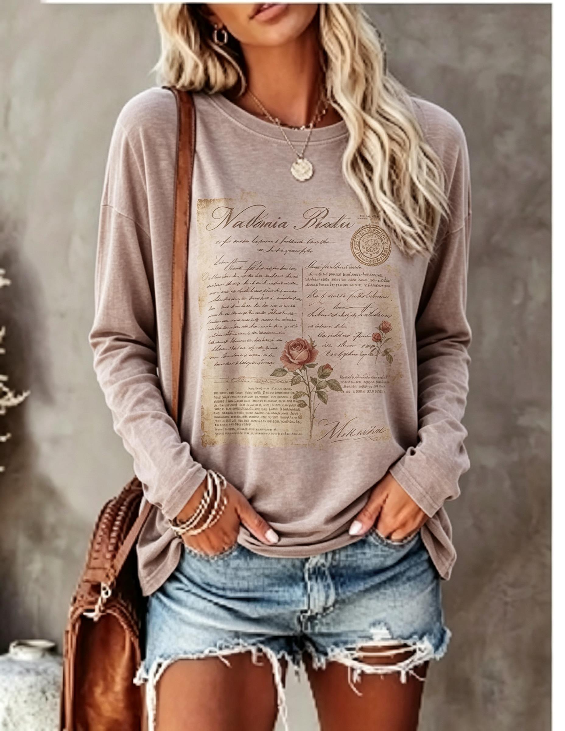Damen-Langarm-T-Shirt, Vintage – Wallpaper Bewertung und Preis
